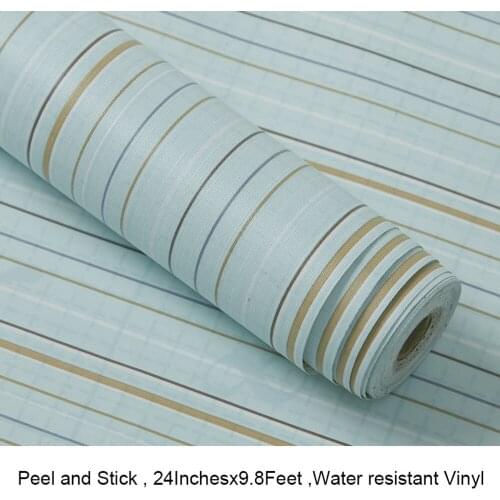 GLOW4U Self Adhesive Vinyl Stripe Wall Paper Wallpaper for Walls Kids Bedroom Living Room Cabinets Furniture Sticker