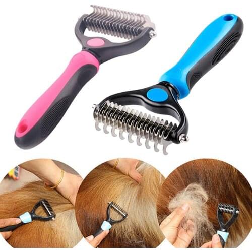 Pet Fur Knot Cutter Dog Grooming Shedding Tools Pet Cat Hair Removal Comb Brush Double Sided Pet Products