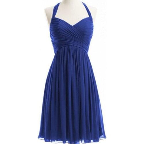 A Line Halter Homecoming Dresses Sweetheart Short Chiffon Prom Pleat Bodices Graduations Dresses