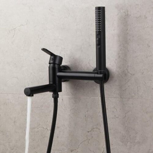 Bathroom Bathtub Shower Faucets Set Hot & Cold Solid Brass With Handheld Bidet Faucet Shower Mixer Taps Wall Mounted Rotatable