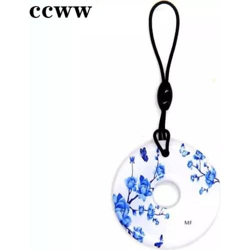 Blue Circles Flower S50 1K 13.56MHz UID Changeable Rewritable NFC Waterproof Keyfobs Key Fob Proximity RFID IC Tag Card