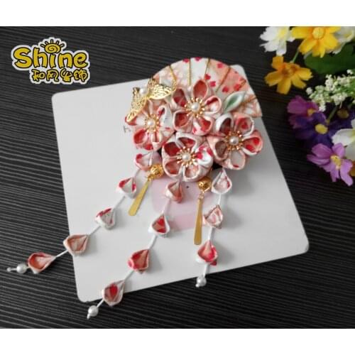 Hot Sale Kimono Tassels Hairpin Woman Sakura Hair Accessories Bathrobe Headdress Beautiful Hand-made Headwear