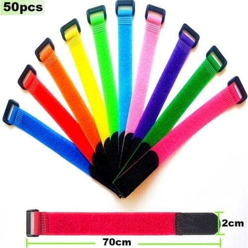 2cm*70cm nylon Reverse buckle velcros magic hook loop cable ties fastener tape velcroing strap Line finishing stick 50pcs/lot
