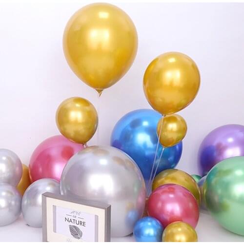 5/10/12/18inch Silver Gold Metallic Latex Balloon Pearly Metal Balloon Gold Color Globos Wedding Birthday Party Supplies Balloon