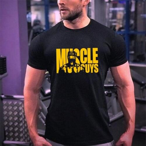 Muscleguys Brand fitness clothing Tight t-shirt homme Gyms t shirt men Bodybuilding short sleeve slim fit tshirt Summer top