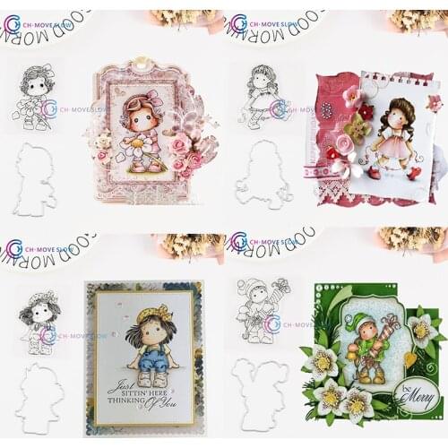 CH Lovely Girls Stencil Metal Cutting Dies and Stamp For Scrapbooking DIY Cards Album Decoration Embossing Hand-made Cards