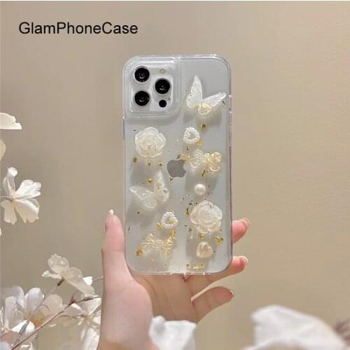 GlamPhoneCase Gold Foil Butterfly Phone Case For iPhone12Pro/max 11Pro/Max XS Max XR Soft Silicone Cover For iPhone11 7 8Plus
