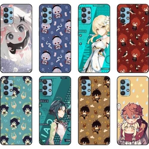 Black tpu Case For Samsung galaxy A32 A42 A52 A72 4g 5g S21 PLUS ultra back cover Genshin impact