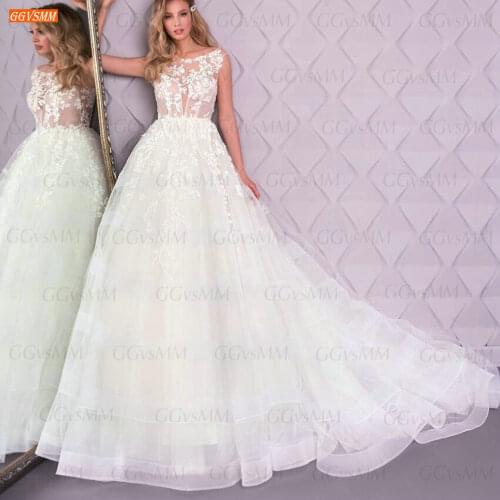 Elegant Ivory Wedding Dresses For Bride 2021 Bohemian robe de mariée White Tulle Lace Appliqus Bridal Gowns Women hochzeitskleid