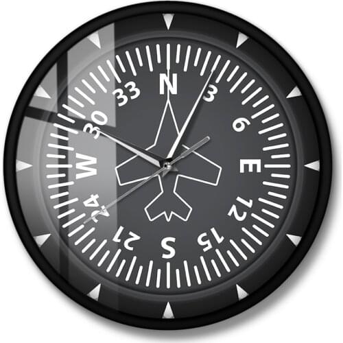 Flight Instrument Modern Wall Clock Directional Gyro Compass Airplane Pilot ART Airplane Home Decor Wall Watch Silent Swept