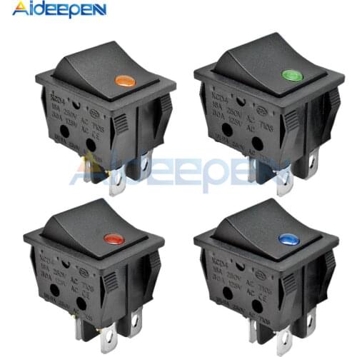 KCD4 Rocker Switch ON-OFF 2 Position 4 Pins Electrical equipment With Light Power Switch 16A 250VAC/ 30A 125VAC 25*31MM