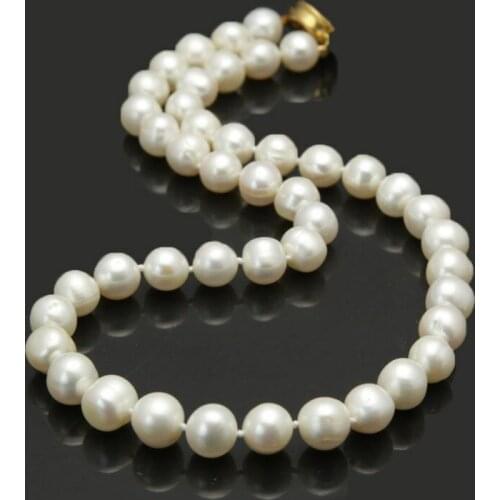 Beautiful 8-9mm white freshwater cultured pearl necklace 45cm fashion jewelry