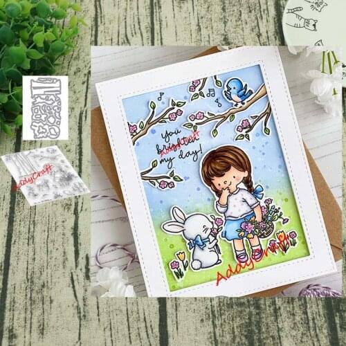 Big tree girl Metal cutting dies and Clear Stamps Transparent Silicone Seal for DIY scrapbooking photo album Decorative