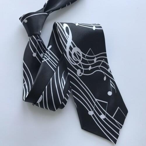 Designer Fashion Men Printed Necktie Music Theme Party Ties with G-clef Musical Notes
