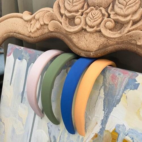 Fashion Solid Color Plastic Non-slip Sponge Hairbands HairHoop Bezel Satin Padded Headbands for Women Girl Hair Accessories