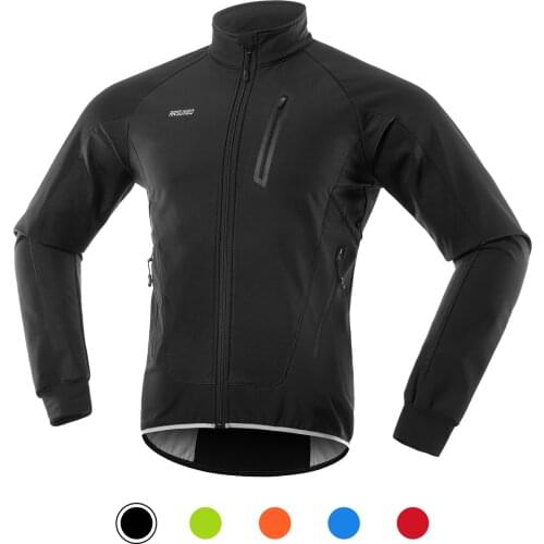 Men Cycling Jacket Waterproof Windproof Thermal Fleece Bike Jersey MTB Bicycle Riding Autumn Winter Reflective Rain Jacket Coat