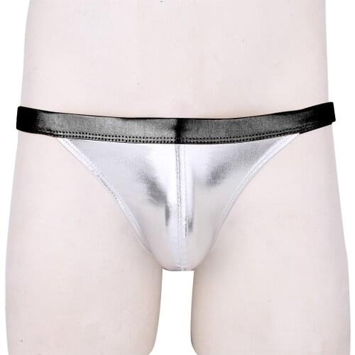 Men Briefs Imitation Leather Briefs Sexy Lingerie Latex Underwear Low Waist Male Underpants Sexy Briefs Thongs Gay Night Club