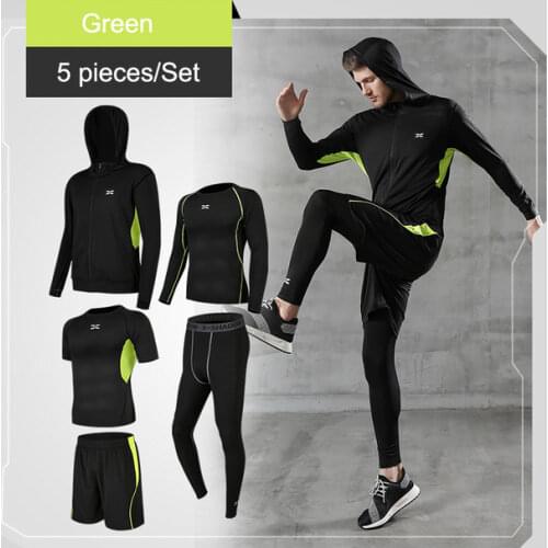2020 Mens Tracksuit Running Sets Sports Suit Gym Fitness Compression Clothes Jogging Sports Wear Exercise Workout Tights