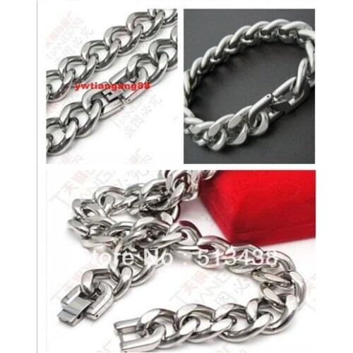 15mm strong mens jewelry set High polished Stainless Steel huge cuban chain necklace&bracelet,great gifts,free shipping