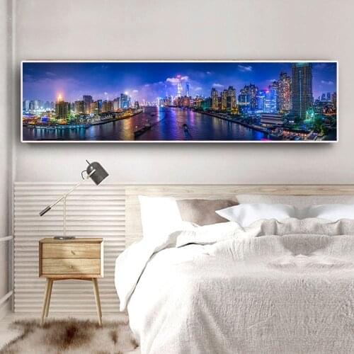 Night Scenery City Building Cuadros Landscape Canvas Art Posters and Prints Scandinavian Modern Wall Art Picture for Living Room