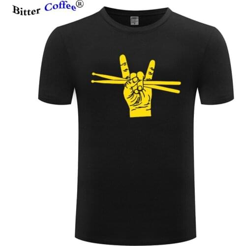 2021NEW Drum Sticks Music Band Drummer Letters Print Men Tshirt Casual Cotton Hipster Funny T Shirt for Girl Top Tee EU Size