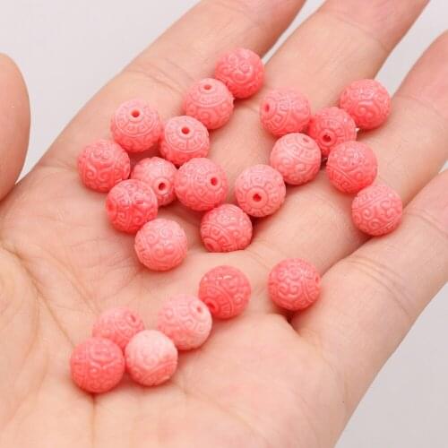 New Hot-selling Pink Egg Round Bead-shaped Simple Coral Through-hole Beads Loose Beads for Jewelry Making Necklace Bracelet