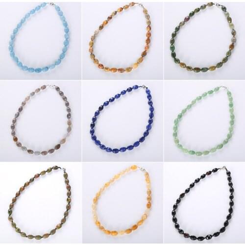 Wholesale Natural Stone Necklace Tiger Eyes Stone Necklace Crystal Stone Necklace 26 Colors Optional 10-18MM Bead Strand 20"