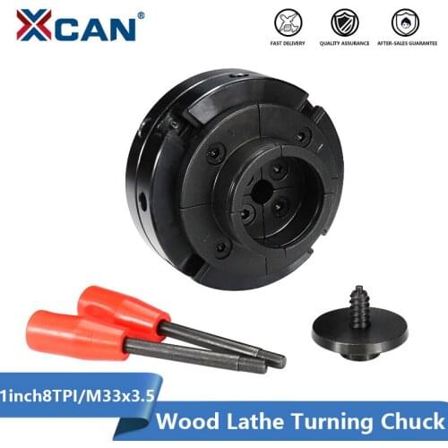 XCAN Wood Lathe Chuck 1inch8TPI,M33*3.5 100mm 4 Jaw Self-centering Woodworking Lathe Turning Tool Chuck