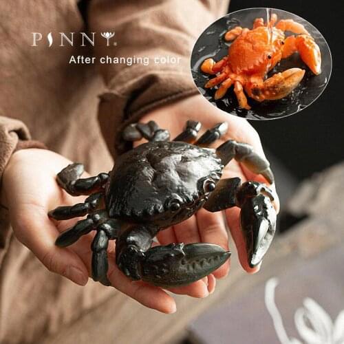 PINNY Color Changing Crab Tea Pet Resin Tea Ceremony Ornaments Creative Crab Statue Home Decoration Accessories Modern