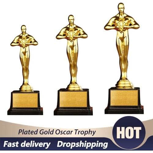 Personalized Oscar Trophy Gold Plated Small Gold Statue Team Sports Competition Crafts Souvenir Party Celebration Gift 24cm
