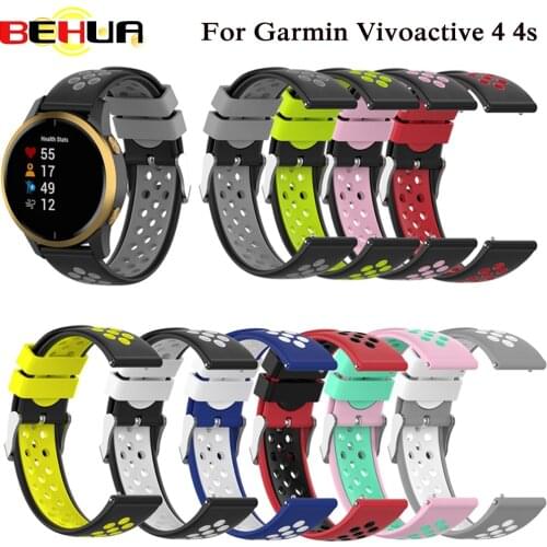 Silicone Breathable Watchband Strap for Garmin Vivoactive 4 4s Smart Watch Bracelet 18mm 22mm Wrist Band outdoor Sport Correa