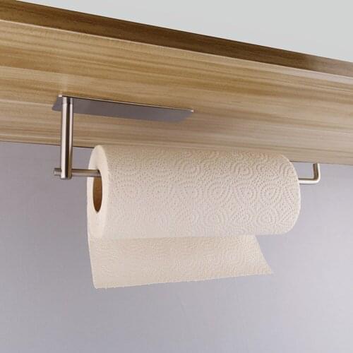 Self-adhesive Tissue Roll Holder Paper Accessory Wall Mount Toilet Paper Holder Stainless Steel Bathroom Tissue Towel Rack