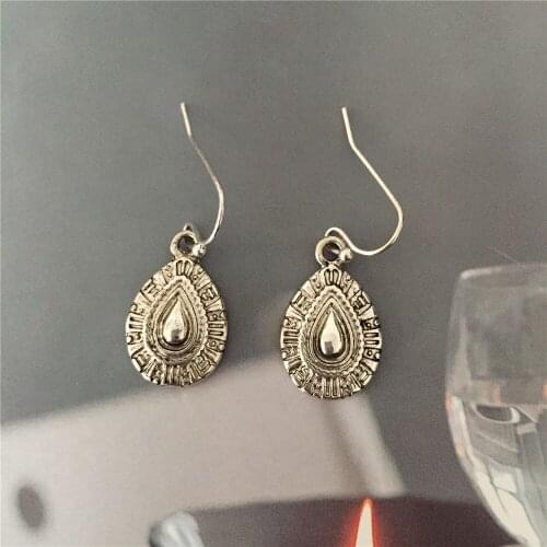 Antique Gold or Rhodium Color Plating Tear drop Engraved Textured Drop Earrings For Women Girl Lady Gift Elegant Jewelry