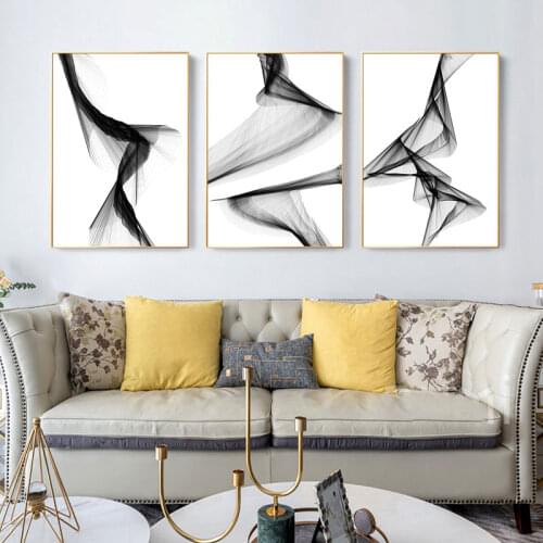Nordic murals canvas painting posters and prints abstract line pictures, canvas on the living room modern home decoration