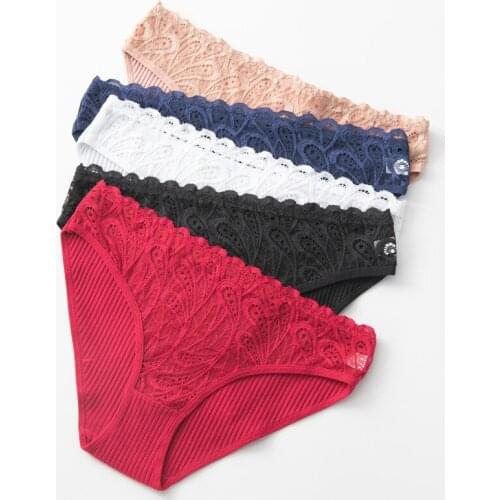 New Panties Womens Cotton Underpants Mid-Waist Sexy Panties Lace Cotton Underwear Comfort Breathable Seamless Female Briefs