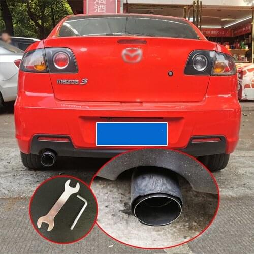 High Grade Carbon Fiber+Stainless Steel Tail Exhaust Pipe Straight Muffler Edge End Tips Fit For Mazda3 Mazda 3 2006-2012