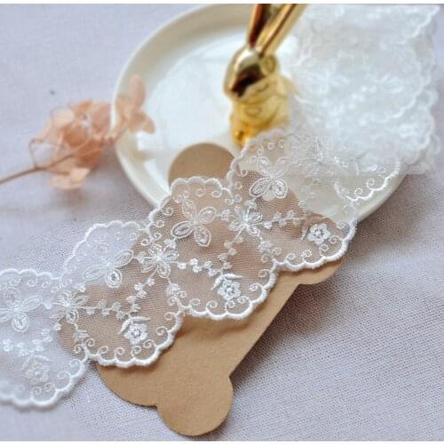 1 Meter 3 Styles White Embroidered Lace Applique Trim High Quality Lolita Lace Fabric Ribbon DIY Dress Apparel Sewing Supplies
