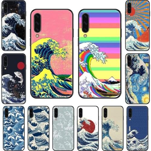Waves Art Japan aesthetics Phone case For Samsung Galaxy A 3 5 8 9 10 20 30 40 50 70 E S Plus 2016 2017 2018 2019 black soft