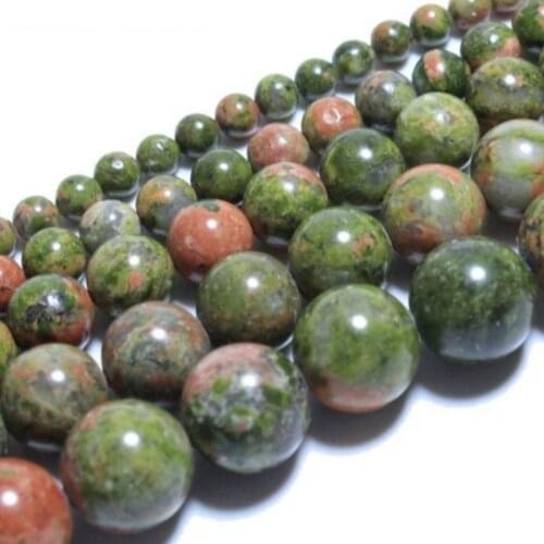 Green Unakite Beads Smooth Round Loose Spacer Bead for Jewelry DIY Making Bracelet Earrings Accessories