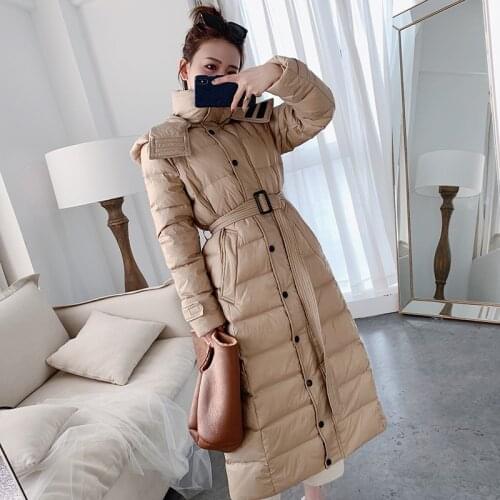 Women Long Down Jacket Hooded White Duck Down Jackets Winter Warm Coats And Parkas Female Outwear