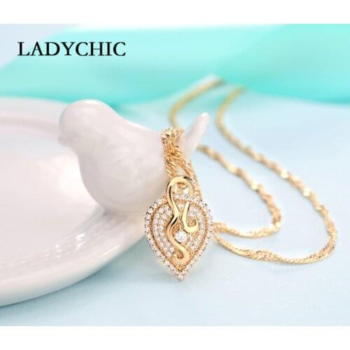 LADYCHIC New Arrival Clear Zircon Heart Pendant for Women Unique Design Eternal Love Necklace Jewelry Gifts Dropshipping LN1145