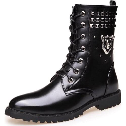 YIQITAZER 2018 Winter Mid-calf Military Work Boots Man Shoes,Mens Martin Boots Waterproof Oxfords Motorcycle Cowboy Boots Man