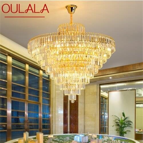 OULALA Postmodern Gold Chandelier Crystal Pendant Lamp Luxury Light Home LED Fixtures for Living Dining Room