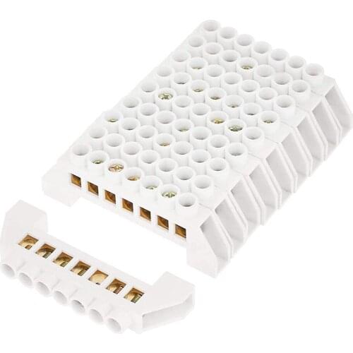 10Pcs 7-Hole Bridge Design Electrical Distribution Wire Screw Brass Connector Block Connector