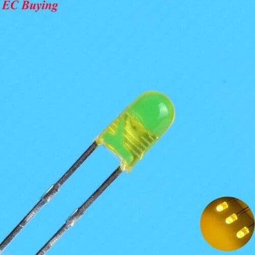 3mm Yellow LED Round Boundless Light Emitting Diode Diffused Foggy Lamp Bead Plug-in DIY Kit Endless Practice DIP 100 pcs /lot