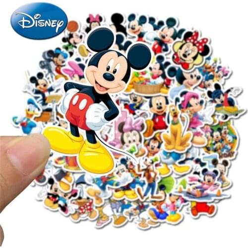 50pcs Donald Duck Mickey Mouse Sticker Cartoon Anime Mickey Minnie Hand Account Graffiti Sticker Waterproof