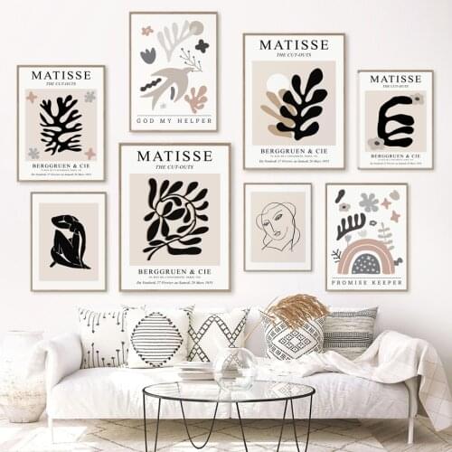 Abstract Matisse Line Face Leaf Coral Sun Nordic Posters And Prints Wall Art Canvas Painting Wall Pictures For Living Room Decor