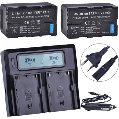 2200mAh BP-U30 BPU30 Battery and Charger for Sony BP U30 BP-U60 BP-U90 PXW-FS5 PMW 100 150 160 200 PMW EX1 EX3