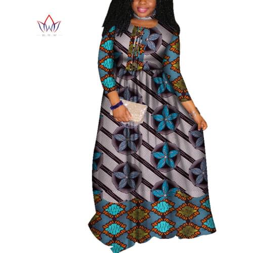 Bintarealwax 2021 Spring Party Dresses Women Dashiki Africa Print Wax African Clothing Bazin Riche Sexy Dress For Women WY4239