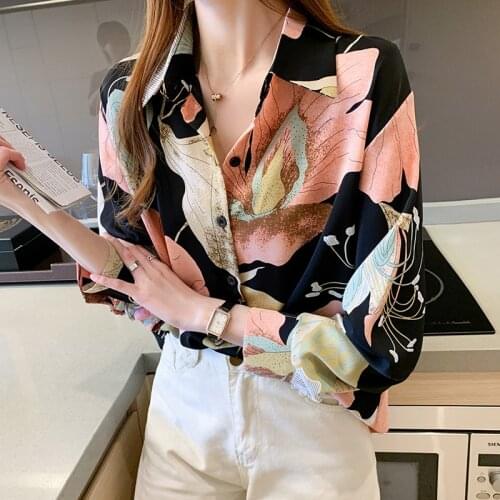 Summer Women Blouse Floral Shirt Loose Tops Office Lady Shirt Clothes Casual Button Ladies Blouses Tops Female Streetwear Shirt